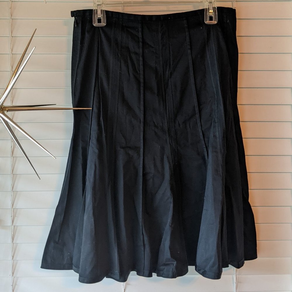 Elevenses Anthropologie Black A Line Pleated Skirt